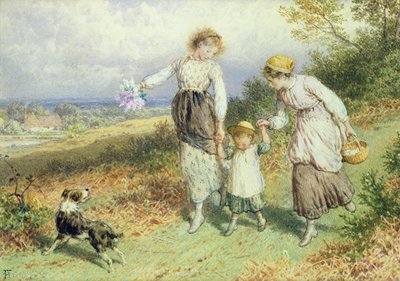 Regresando del pueblo, siglo XIX de Myles Birket Foster